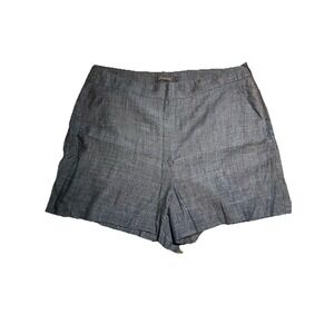 Anthropologie Level 99 Women's Indigo Blue Linen Blend Shorts Size 30 Pockets‎